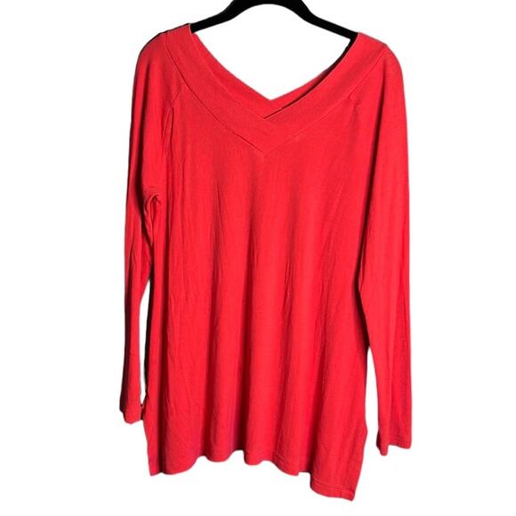 Soft Surroundings Dark Pink Ribbed Long Sleeve Top Size Medium - Picture 1 of 9